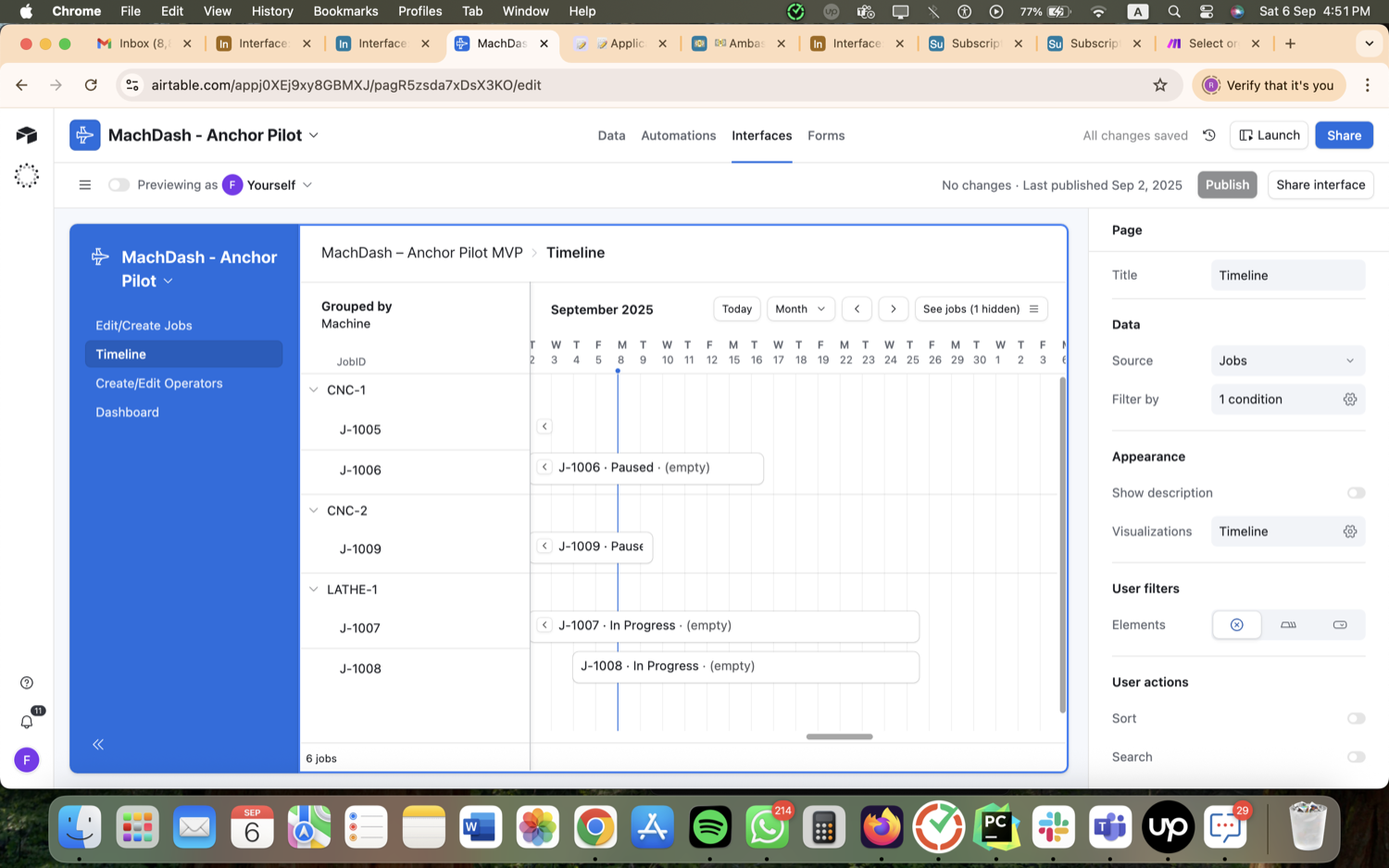 Manufacturing Job & Machine Scheduling App (Airtable)